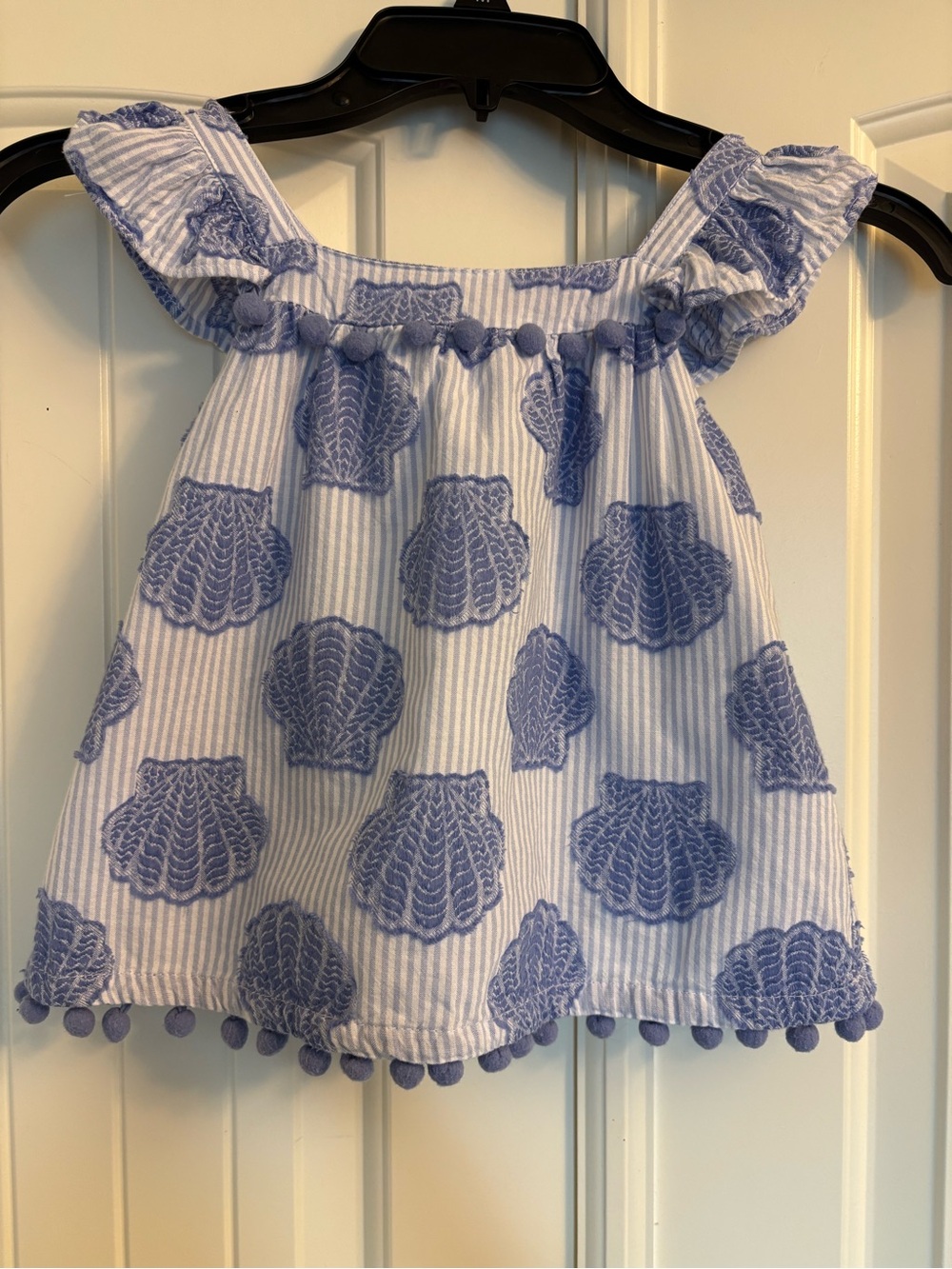 Girls Lavender Shell-Print Ruffle Tank Top